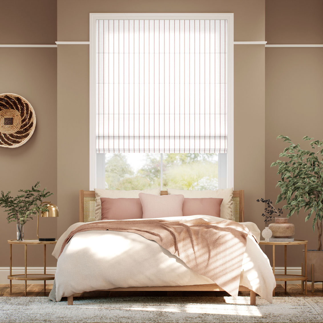 Pantone Redwood - Needle Stripe Roman Blind