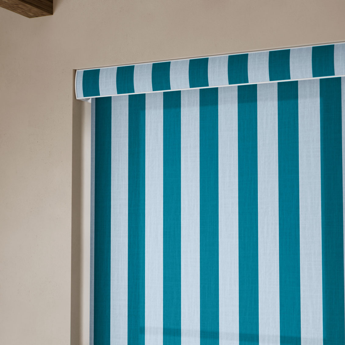 Pantone Mosaic Blue - Block Stripe  Roller Blind