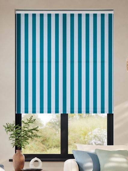 Pantone Mosaic Blue - Block Stripe Roller Blinds thumbnail image