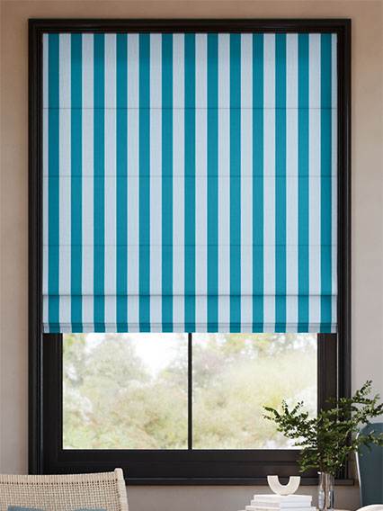 Pantone Mosaic Blue - Block Stripe Roman Blinds thumbnail image