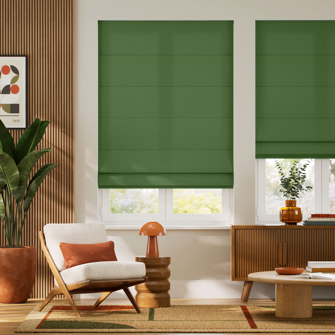 Pantone Forest Elf Roman Blind