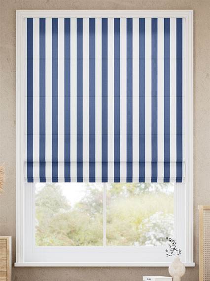 Pantone True Navy - Block Stripe Roman Blinds thumbnail image