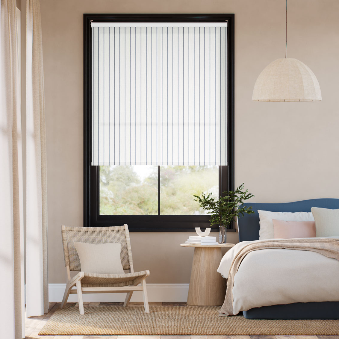 Pantone True Navy - Needle Stripe  Roller Blind