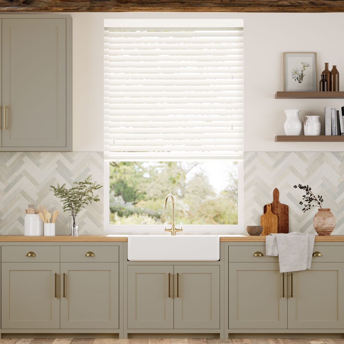 Parchment Faux Wood Blind - 50mm Slat