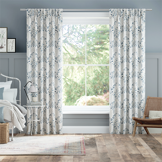 Laura Ashley Parterre Off White Seaspray Curtains 2go | White & Blue ...