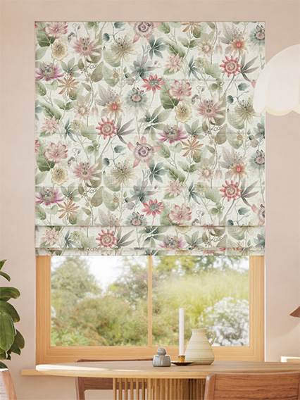 Passionflower Dusky Rose Roman Blind thumbnail image