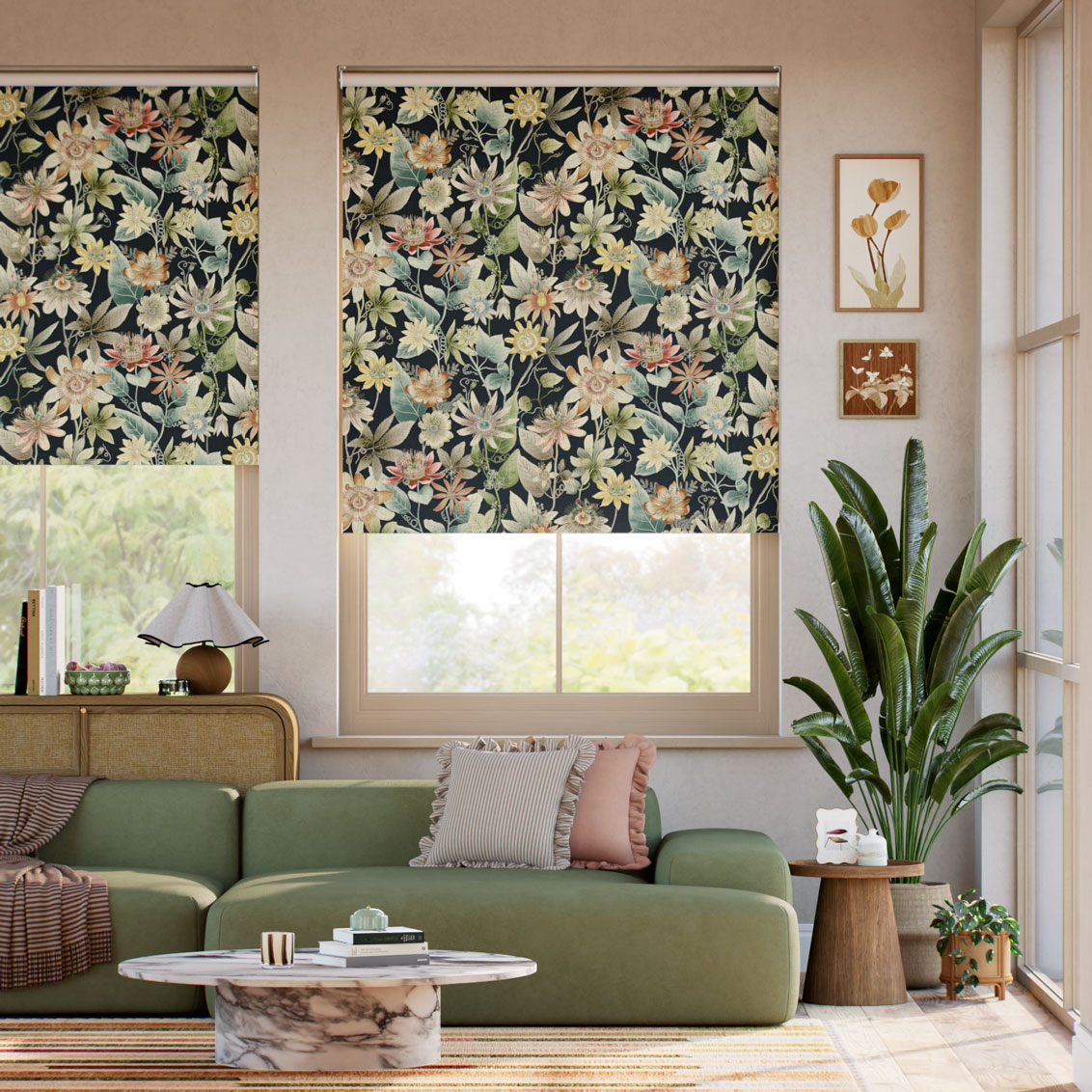 Passionflower Fawn Roller Blind
