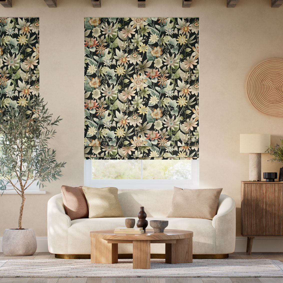 Passionflower Fawn Roman Blind