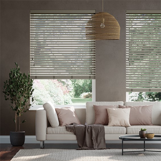 Pebble Grey Faux Wood Blind - 50mm Slat