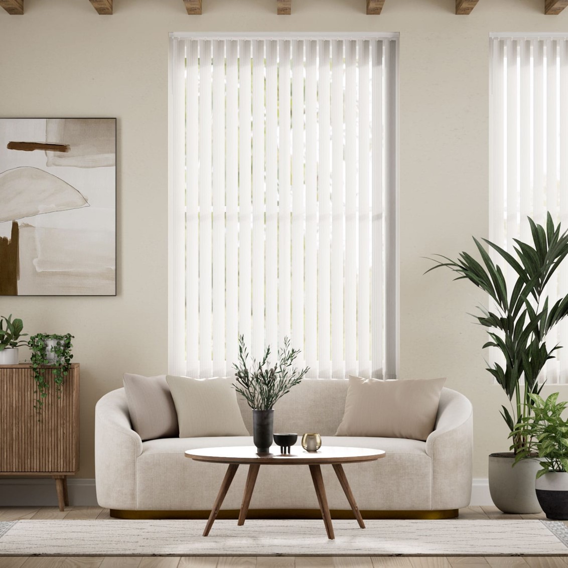 Pencil Stripe White Vertical Blind