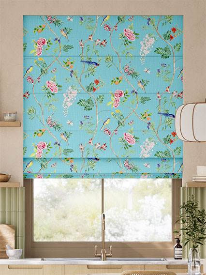 Peonybloom Aqua Roman Blind thumbnail image
