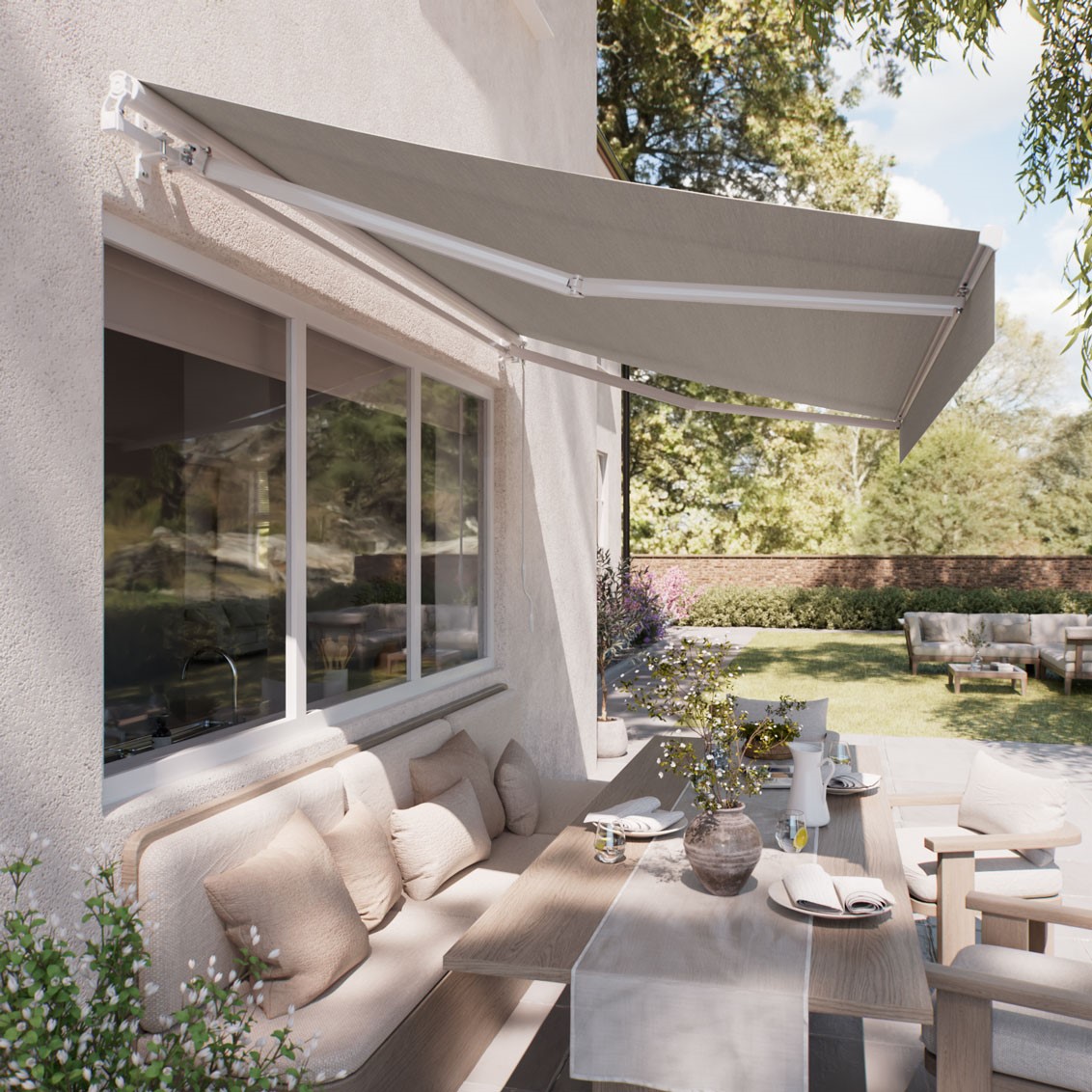 Perth Taupe Open Cassette Awning