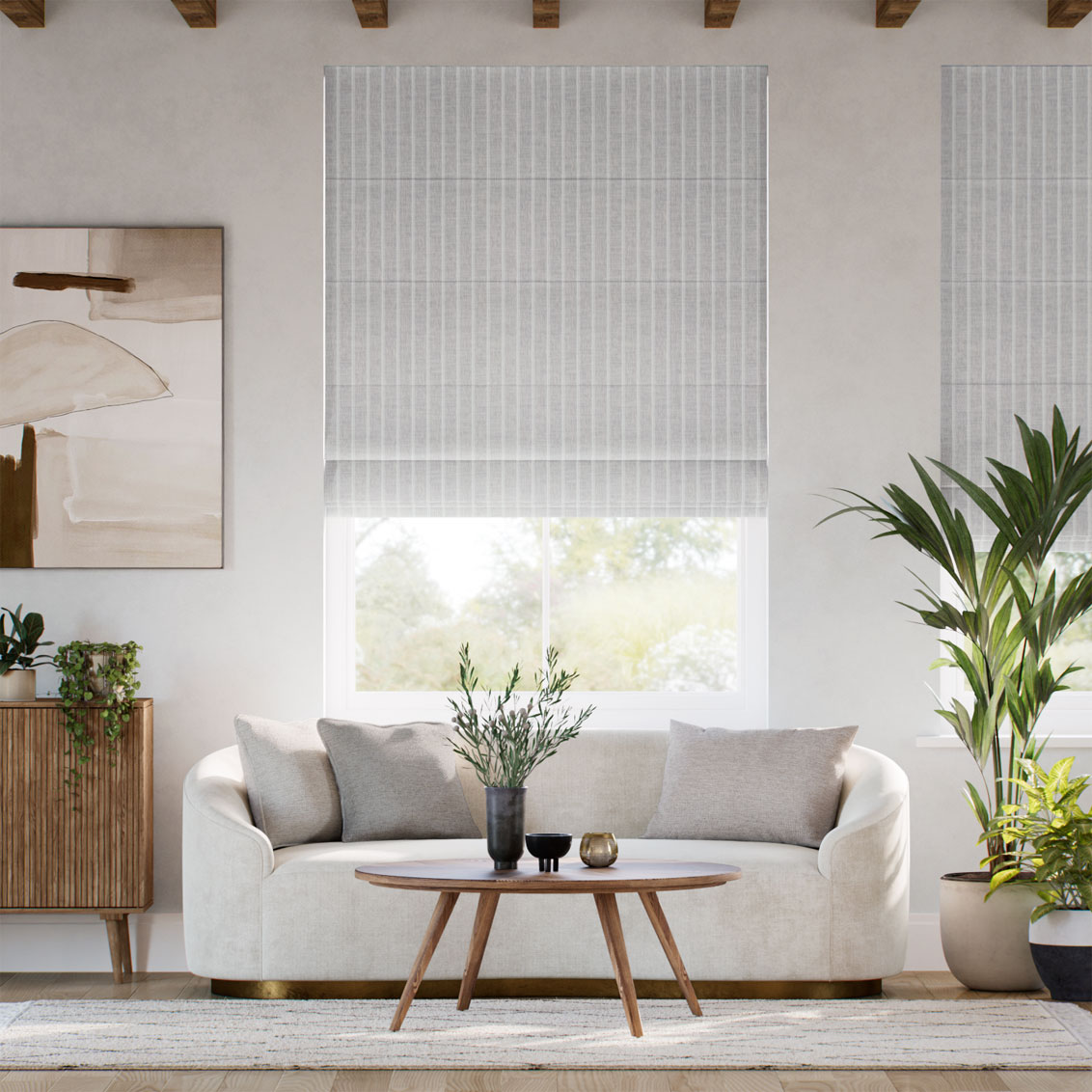 Petra Stripe Soft Grey Roman Blind
