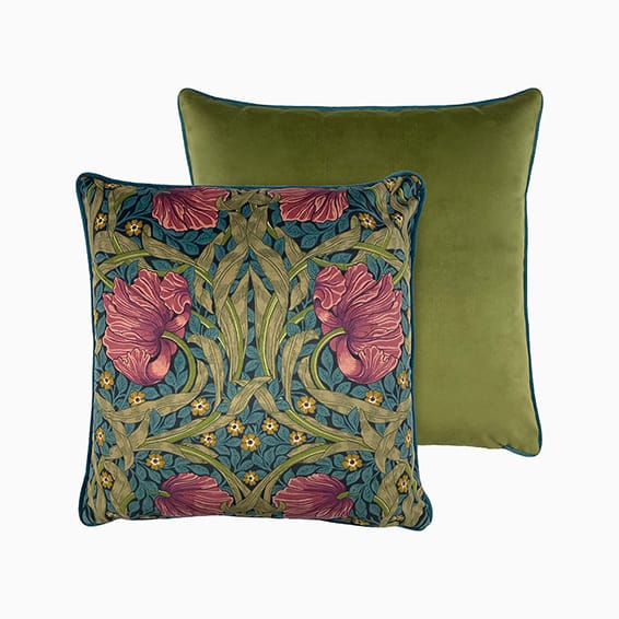 William Morris Pimpernel Teal Cushion