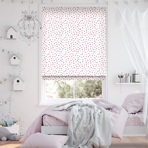 Polka Dot Pink Roman Blind