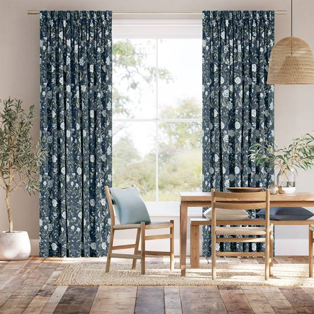 Porcelain Garden Rich Cerulean Curtains thumbnail image