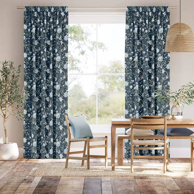 Porcelain Garden Rich Cerulean Curtains thumbnail image