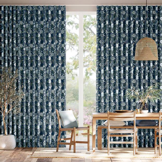 Porcelain Garden Rich Cerulean Curtains thumbnail image