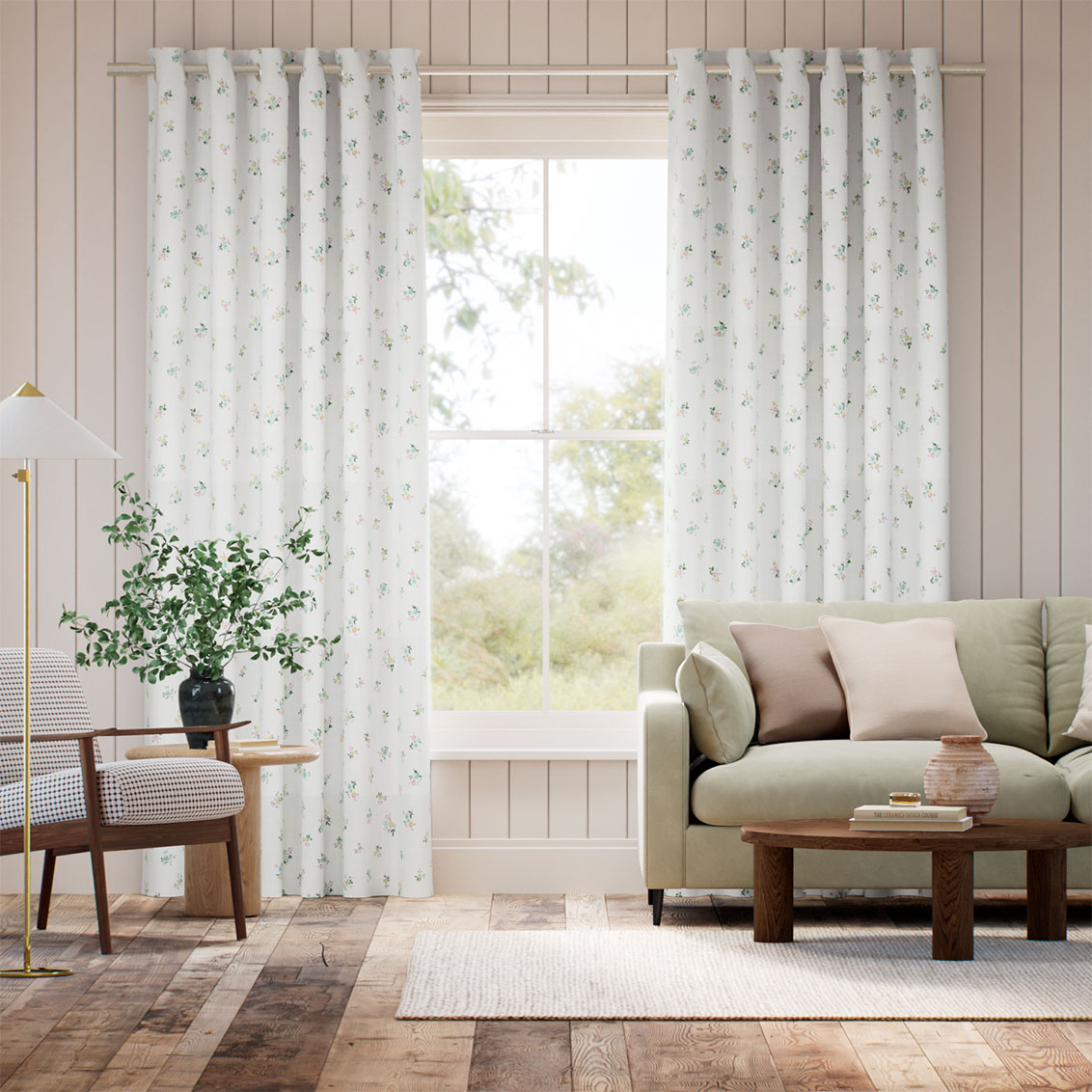 Posy Corsage Cream Curtains