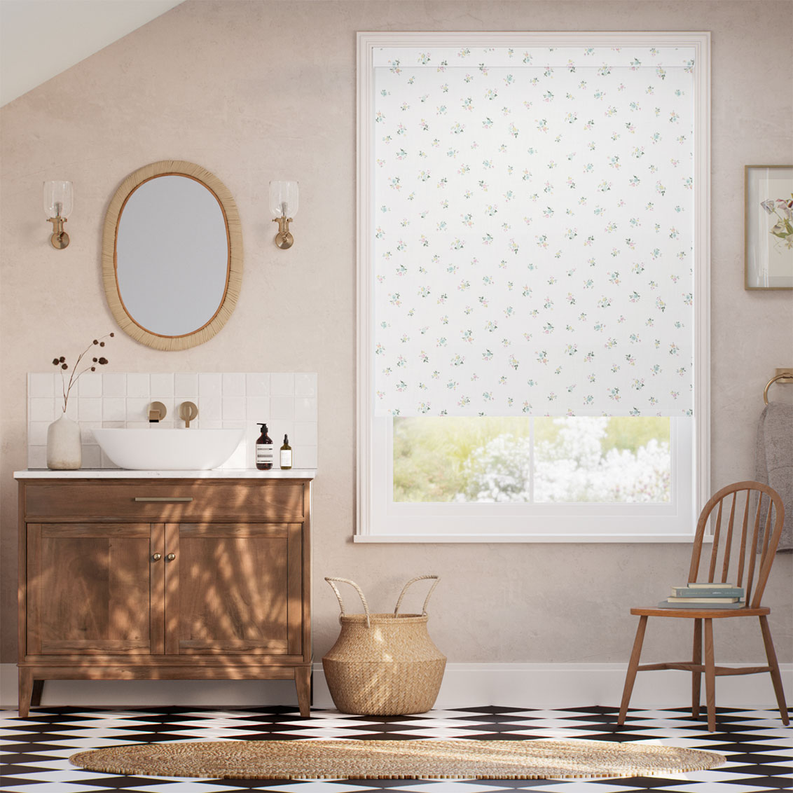 Posy Corsage Cream Roller Blind