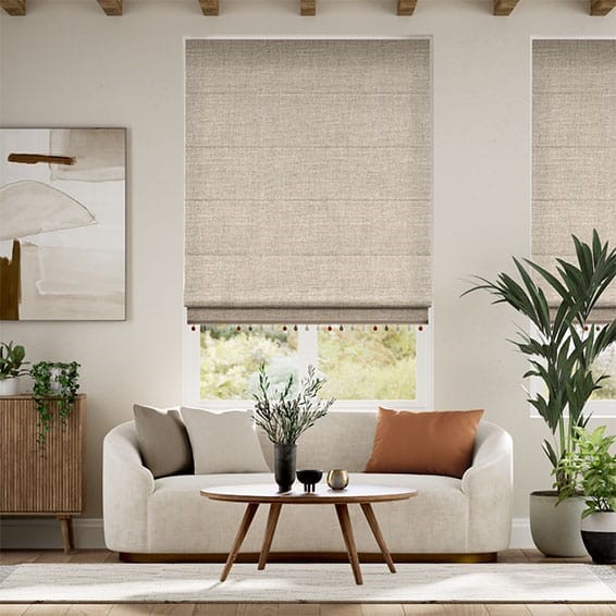 Pure Linen & Cayenne Trimmed Roman Blind