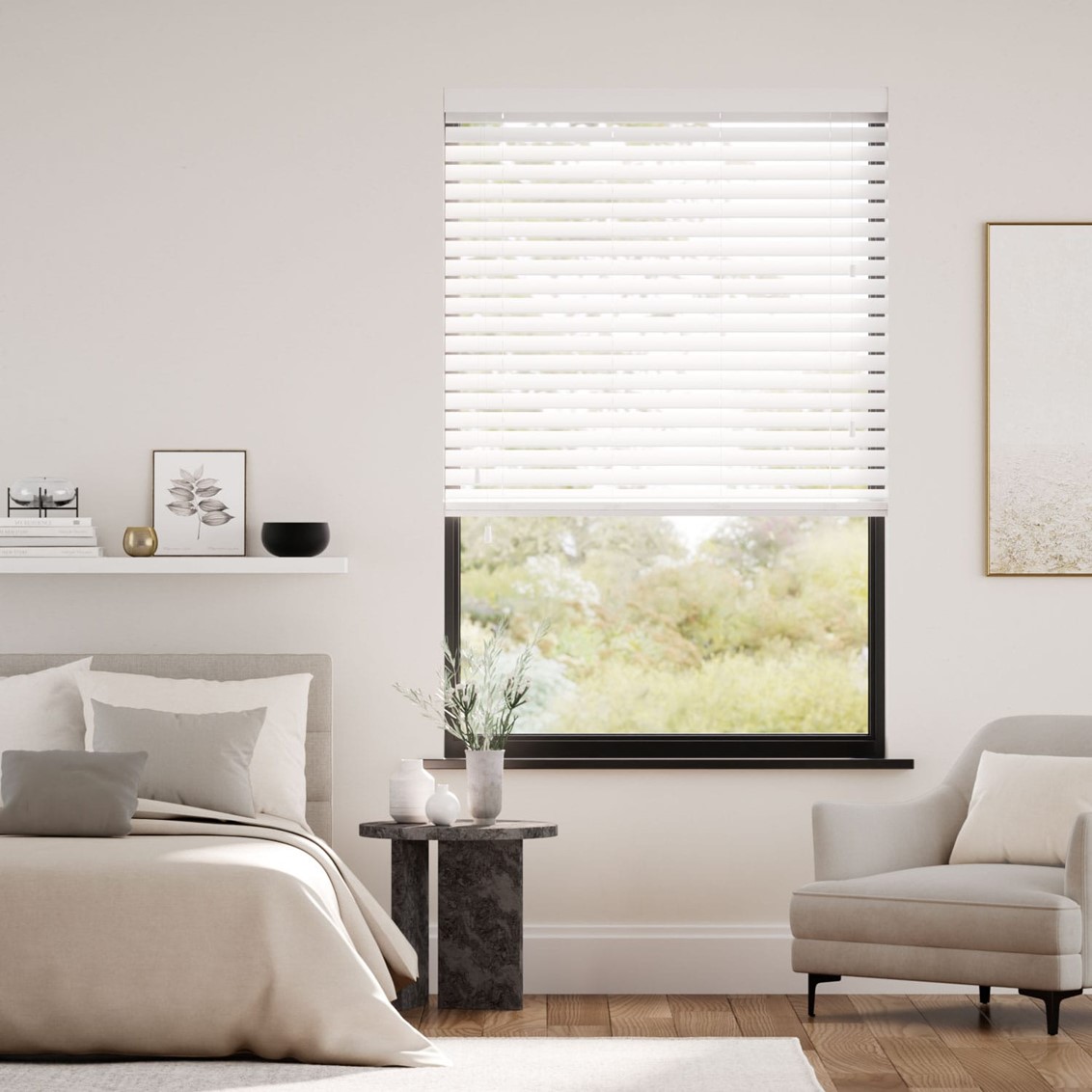 Pure White Wooden Blind - 50mm Slat