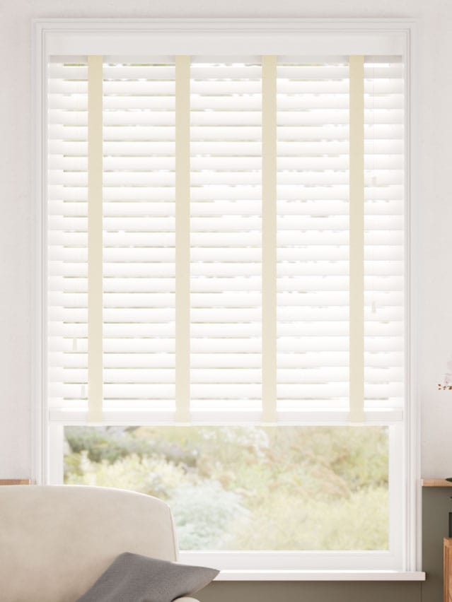 Pure White & Oyster Wooden Blind thumbnail image