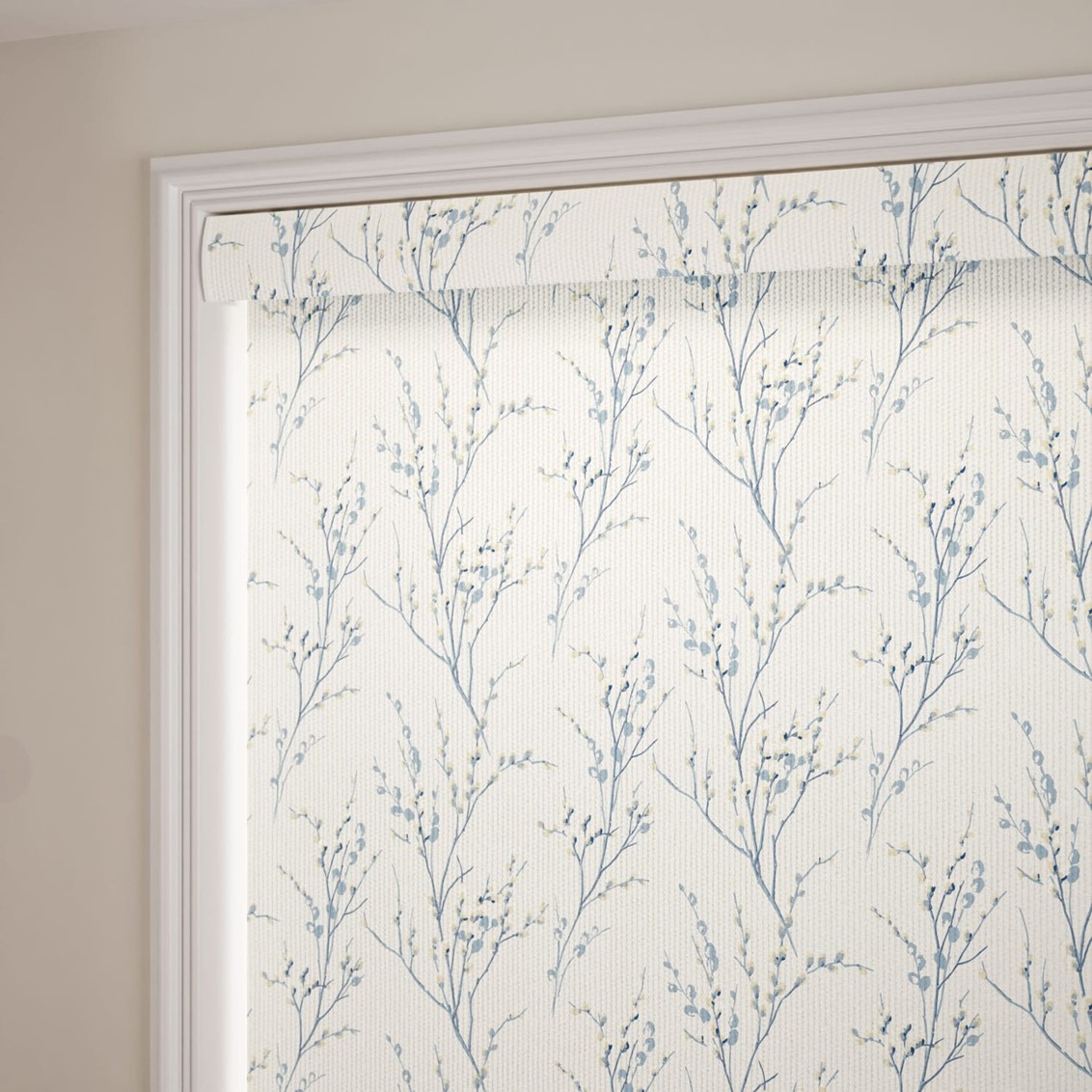 Pussy Willow Off White Seaspray Roller Blind