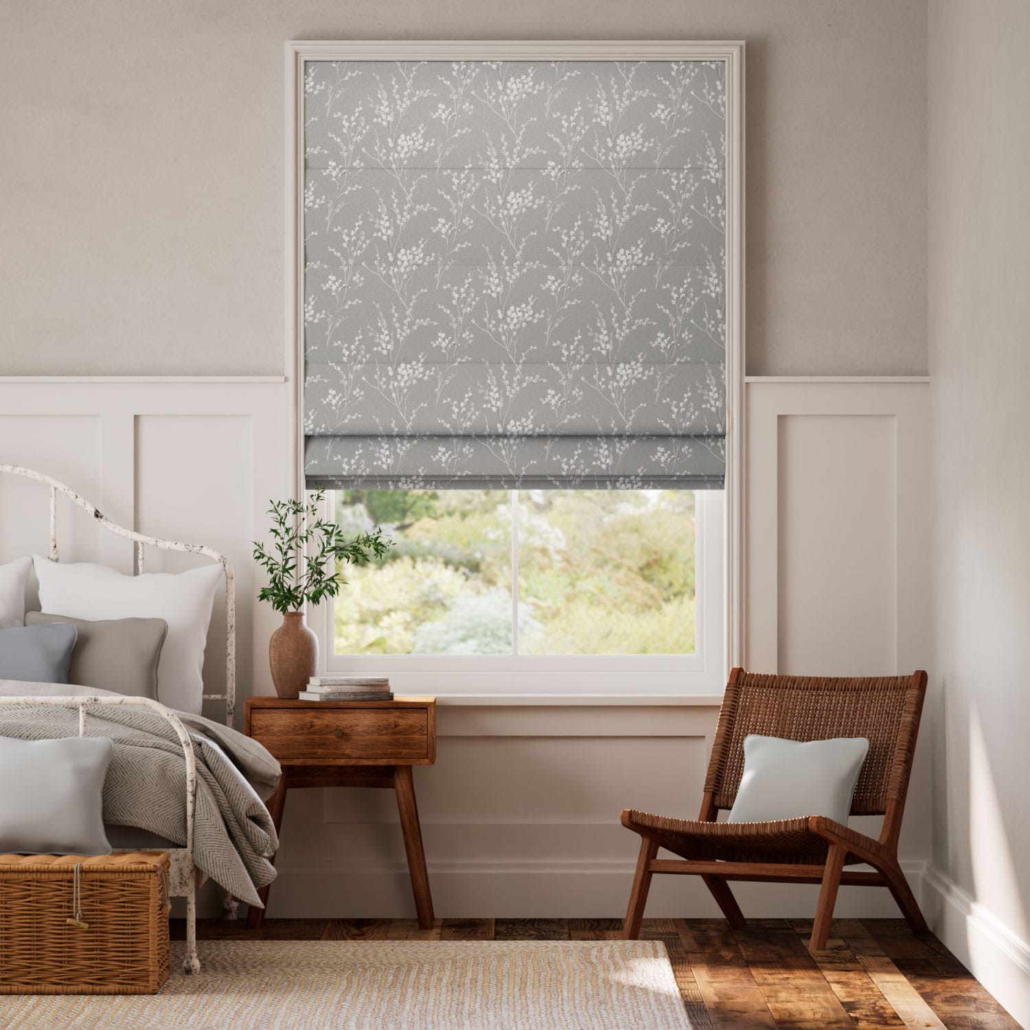 Pussy Willow Steel Roman Blind