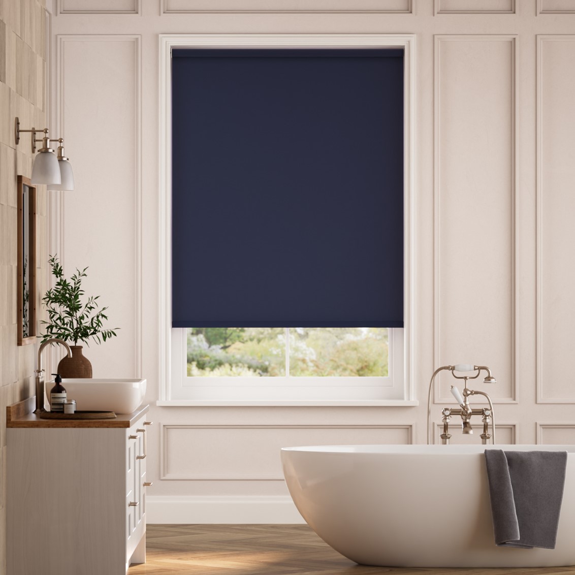 Electric PVC Blackout Navy Roller Blind