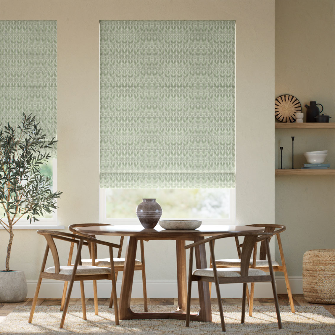 Quill Feather Sage Roman Blind