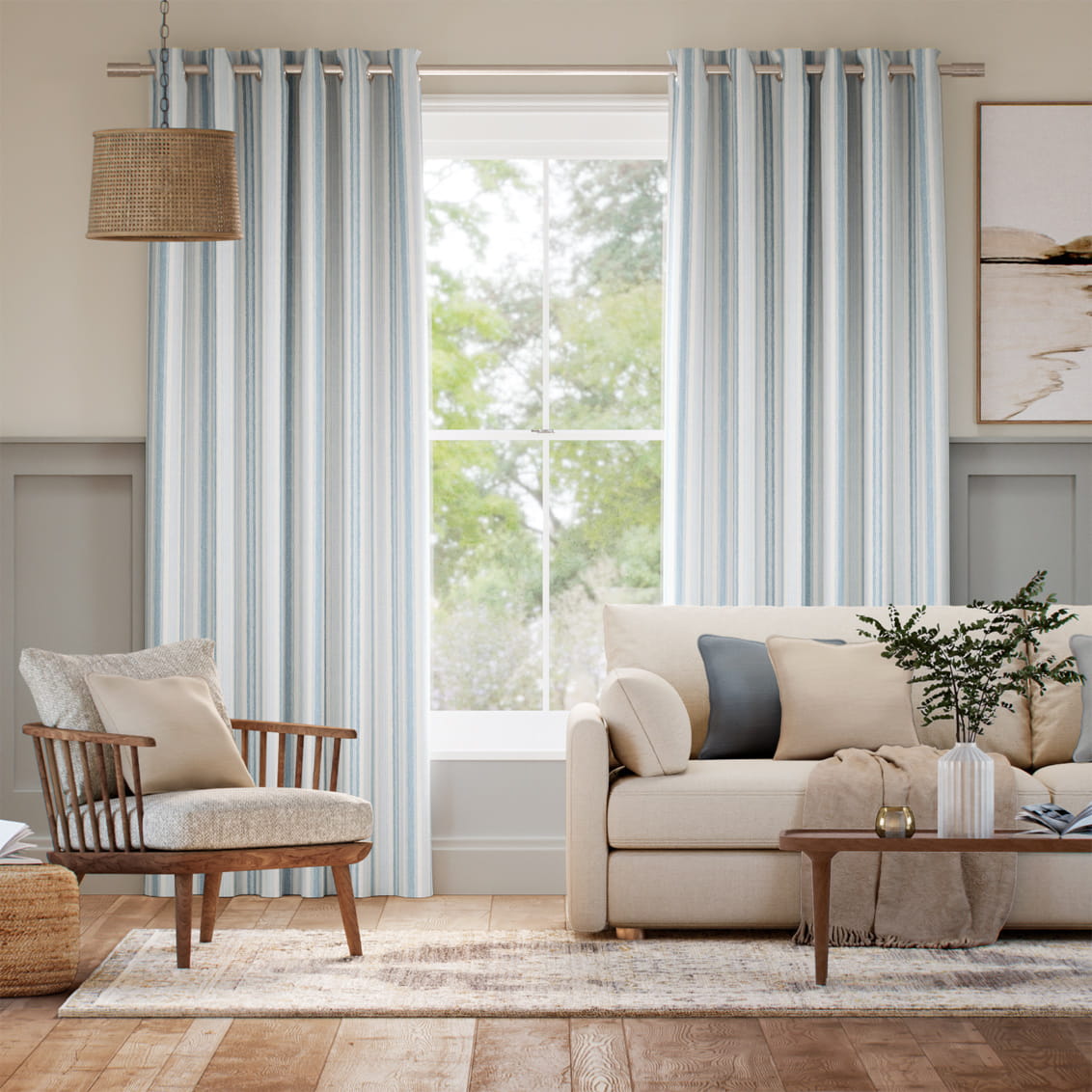 Regatta Stripe Blue Curtains