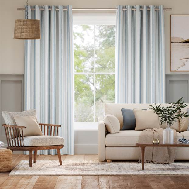 Regatta Stripe Blue Curtains thumbnail image