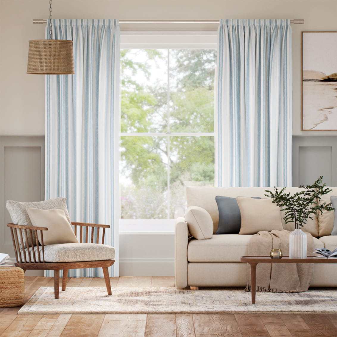 Regatta Stripe Blue Curtains