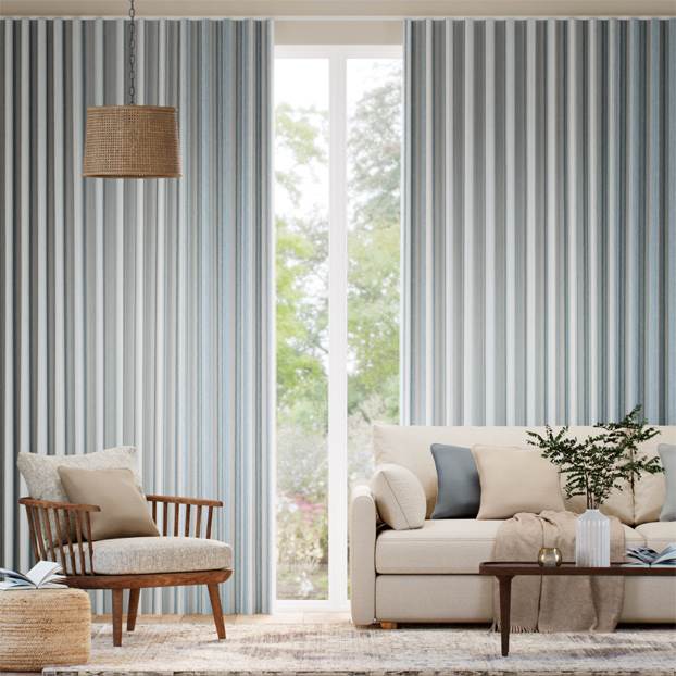 Regatta Stripe Blue Curtains thumbnail image