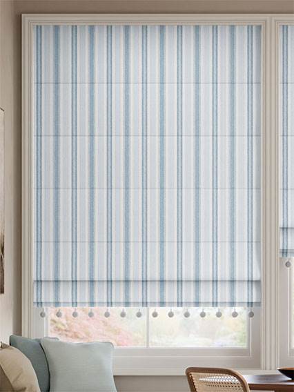 Regatta Stripe Pom-Pom Blue Roman Blind thumbnail image