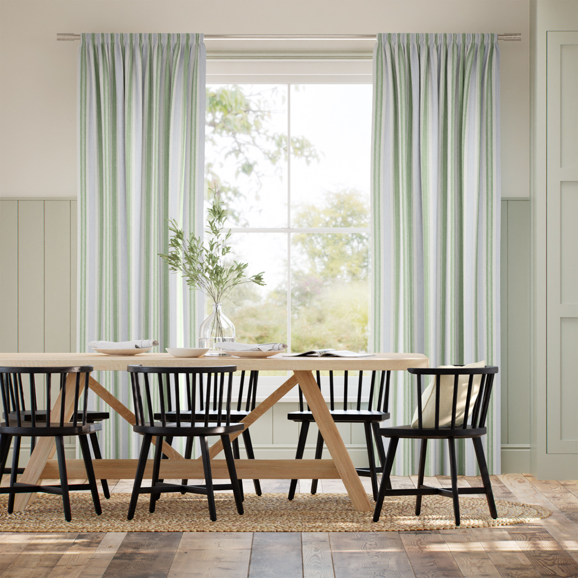 Regatta Stripe Blue & Green Curtains