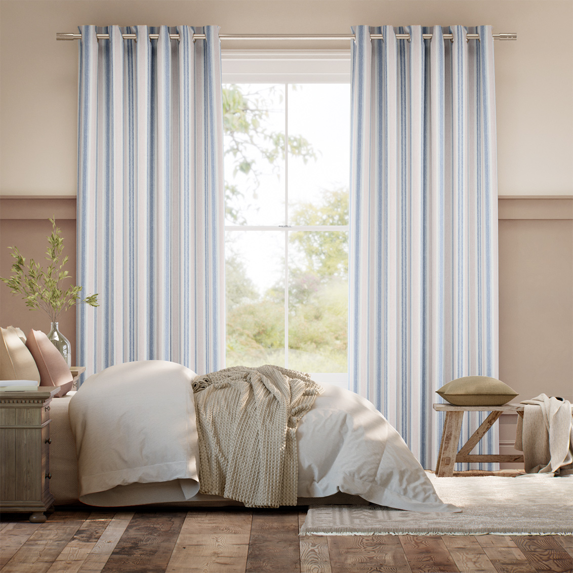 Regatta Stripe Blue & Red Curtains