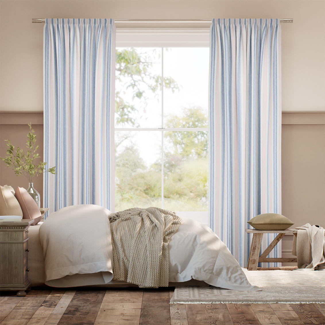 Regatta Stripe Blue & Red Curtains