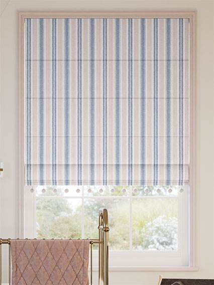 Regatta Stripe Pom-Pom Blue & Red Roman Blind thumbnail image