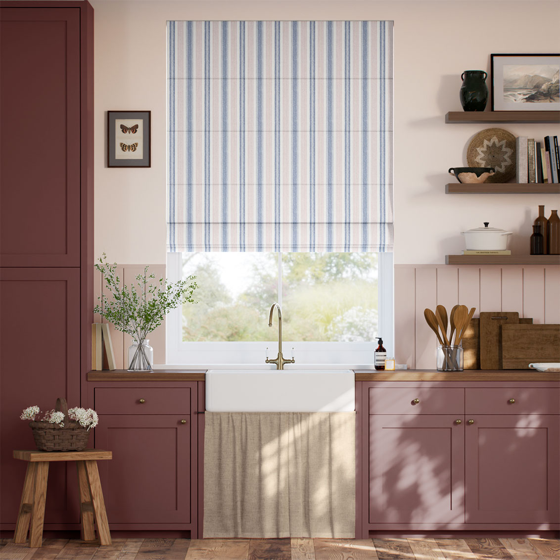 Regatta Stripe Blue & Red Roman Blind