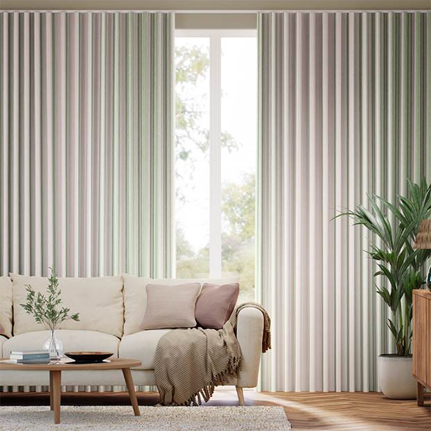 Regatta Stripe Green & Blush Curtains thumbnail image