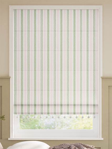 Regatta Stripe Pom-Pom Green & Blush Roman Blind thumbnail image