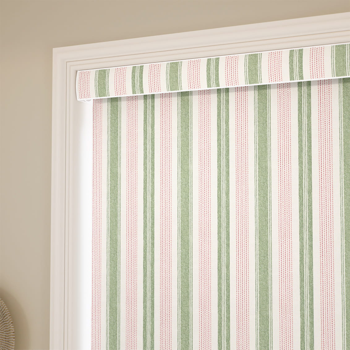 Regatta Stripe Green & Blush Roller Blind