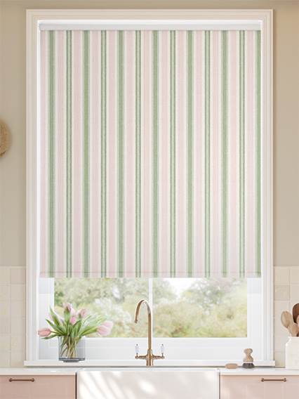 Regatta Stripe Green & Blush Roller Blind thumbnail image