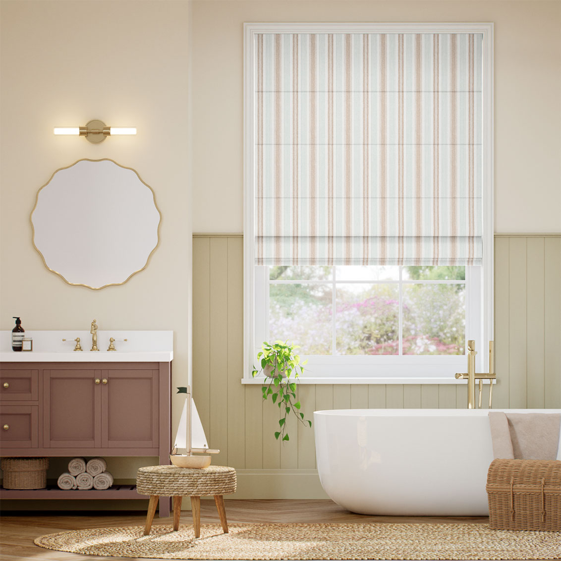 Regatta Stripe Neutral Roman Blind