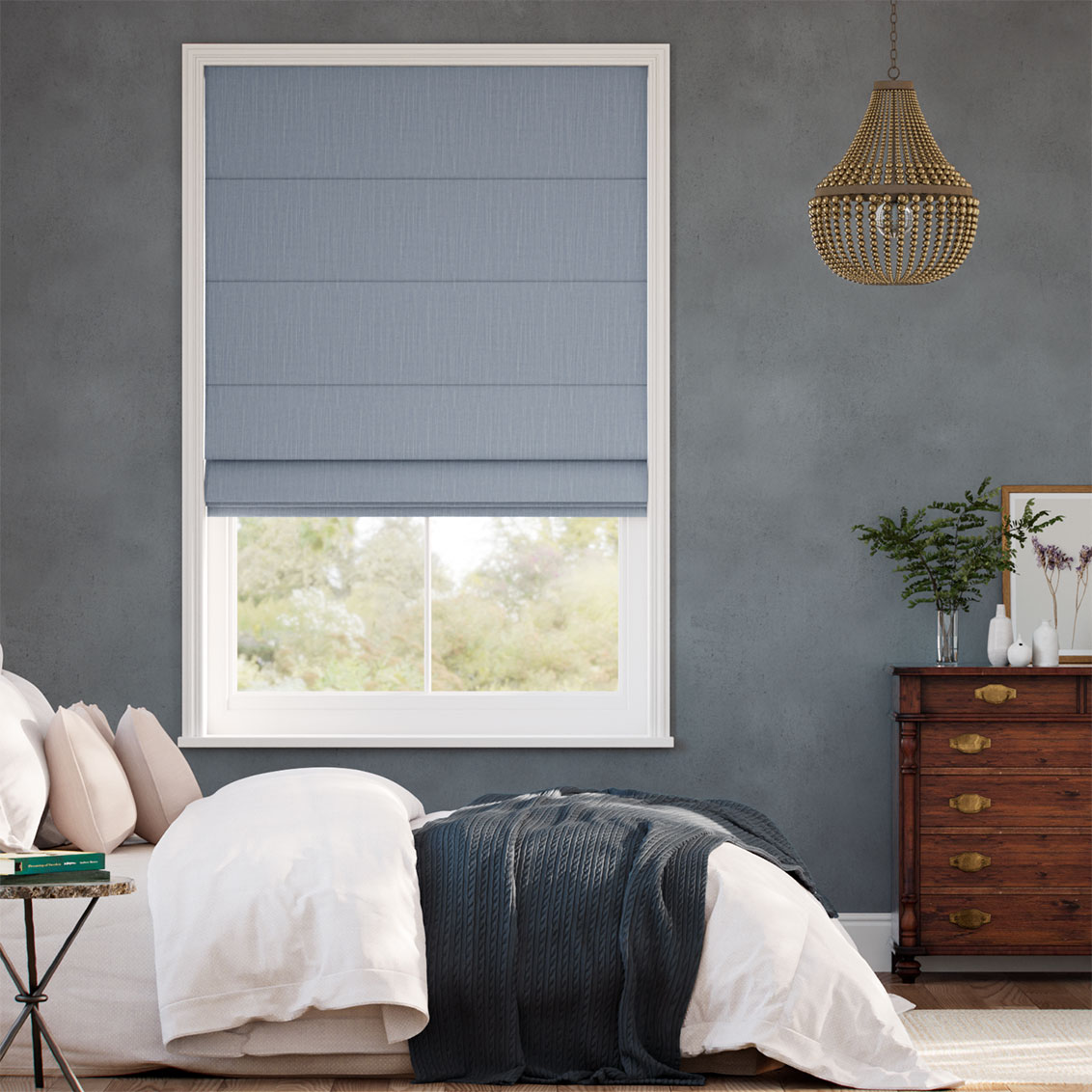 Remy Linen Bluebell Roman Blind