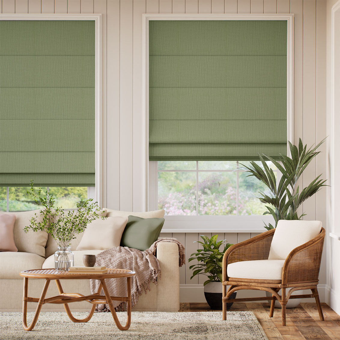Remy Linen Moss Roman Blind