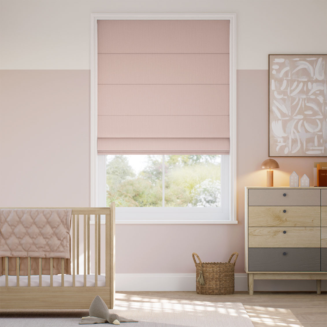 Remy Linen Salmon Roman Blind