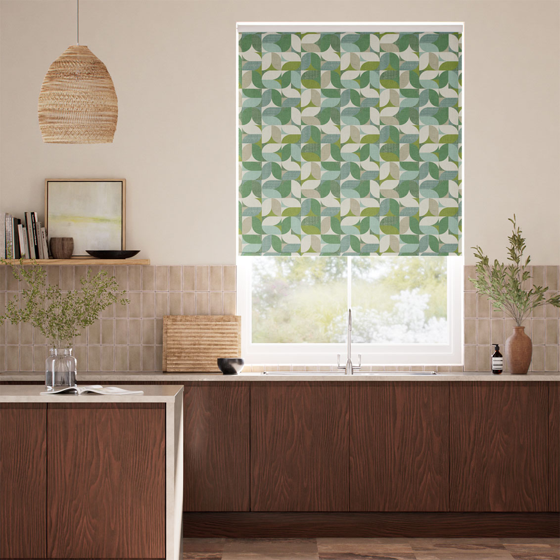 Reno Teal Green Roller Blind